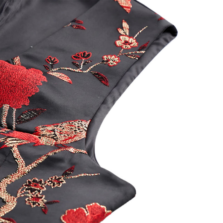 Gilet de costume slim fit pour homme, en jacquard à motif floral oriental - image 10