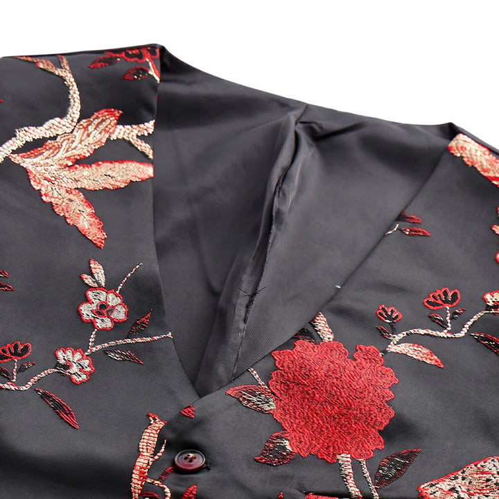 Gilet de costume slim fit pour homme, en jacquard à motif floral oriental - image 7