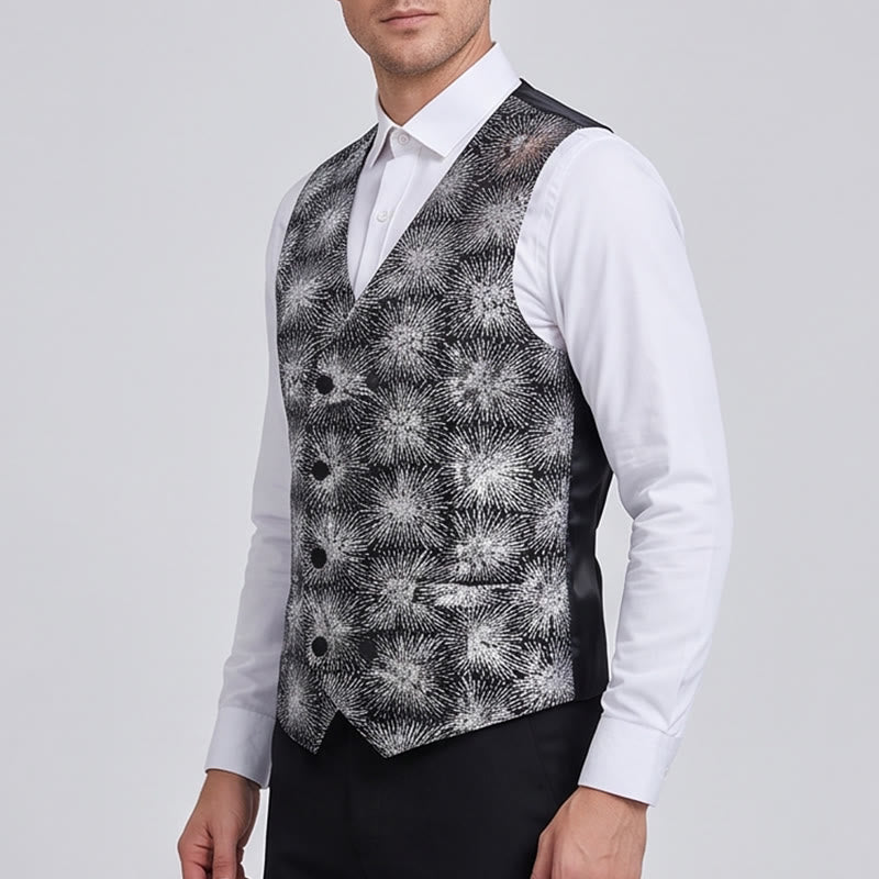Gilet de costume croisé pour homme à imprimé feux d'artifice brillants - image 3