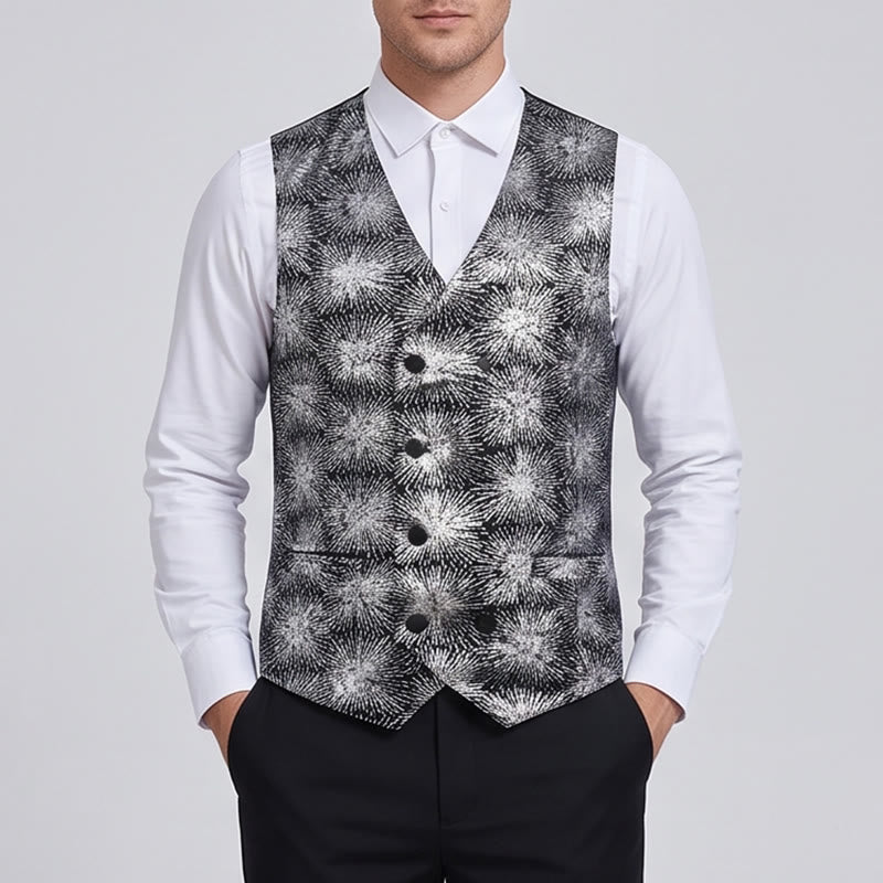 Gilet de costume croisé pour homme à imprimé feux d'artifice brillants - image 1