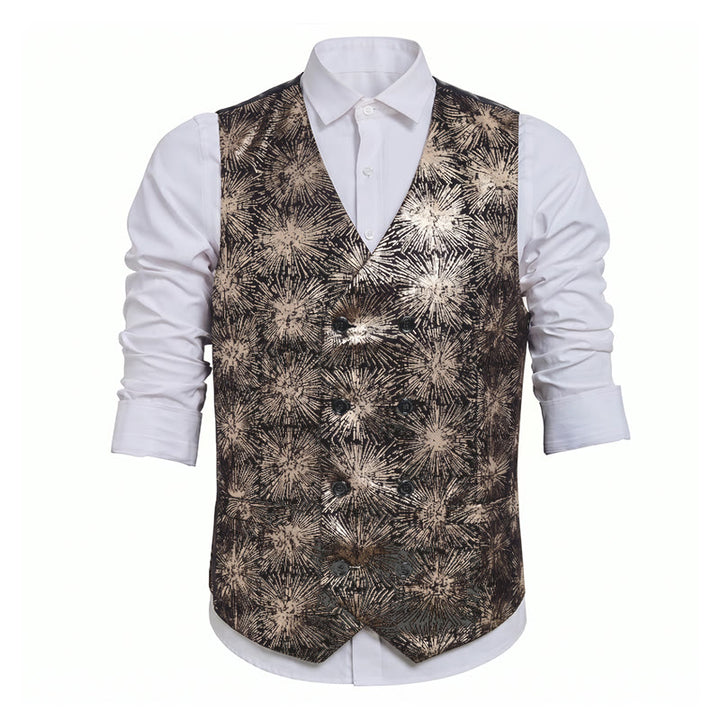 Gilet de costume croisé pour homme à imprimé feux d'artifice brillants - image 12