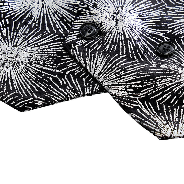 Gilet de costume croisé pour homme à imprimé feux d'artifice brillants - image 7