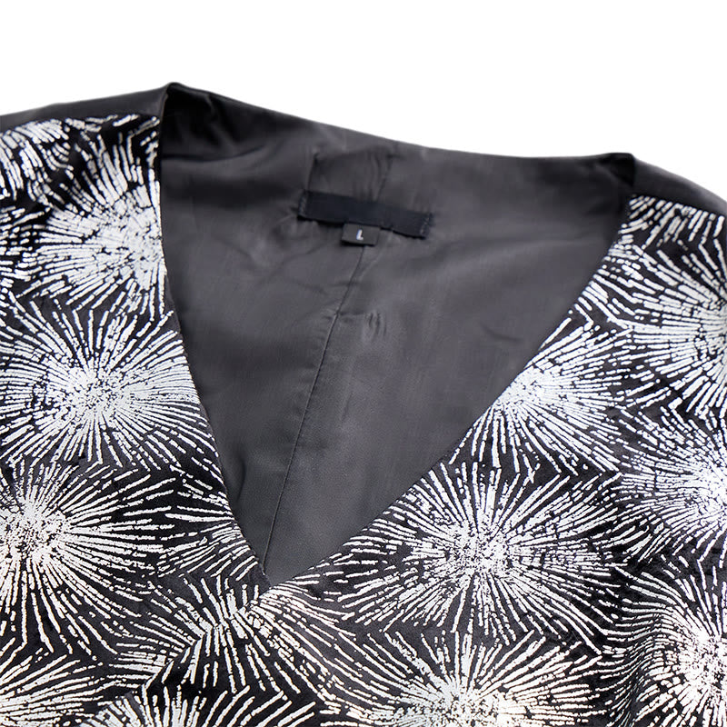 Gilet de costume croisé pour homme à imprimé feux d'artifice brillants - image 5