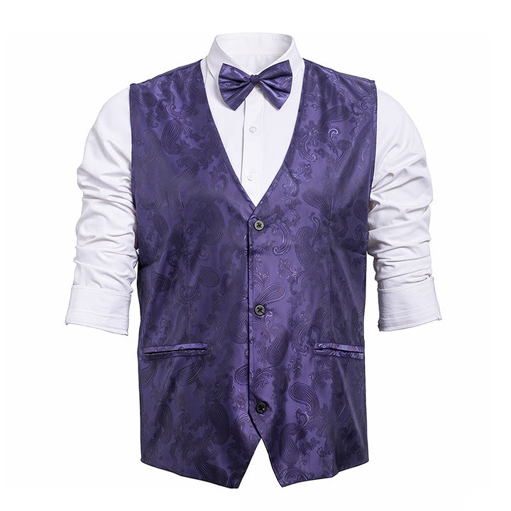 Ensemble 2 pièces pour homme : gilet et nœud papillon à motif cachemire brillant. - image 14