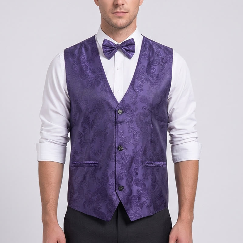 Ensemble 2 pièces pour homme : gilet et nœud papillon à motif cachemire brillant. - image 1