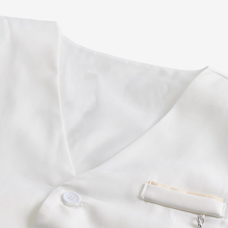 Gilet de costume léger pour homme, à simple boutonnage et col en V - image 6