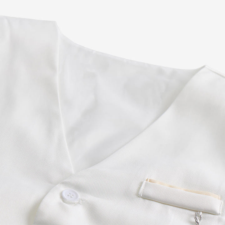Gilet de costume léger pour homme, à simple boutonnage et col en V - image 6