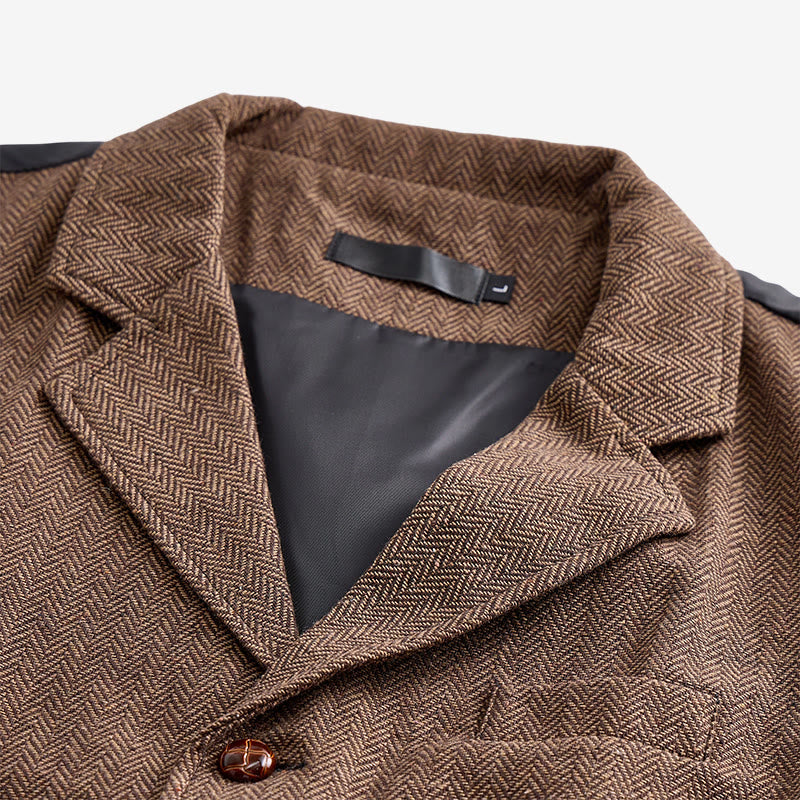 Gilet de costume vintage pour homme en tweed à chevrons - image 8