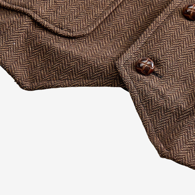 Gilet de costume vintage pour homme en tweed à chevrons - image 10