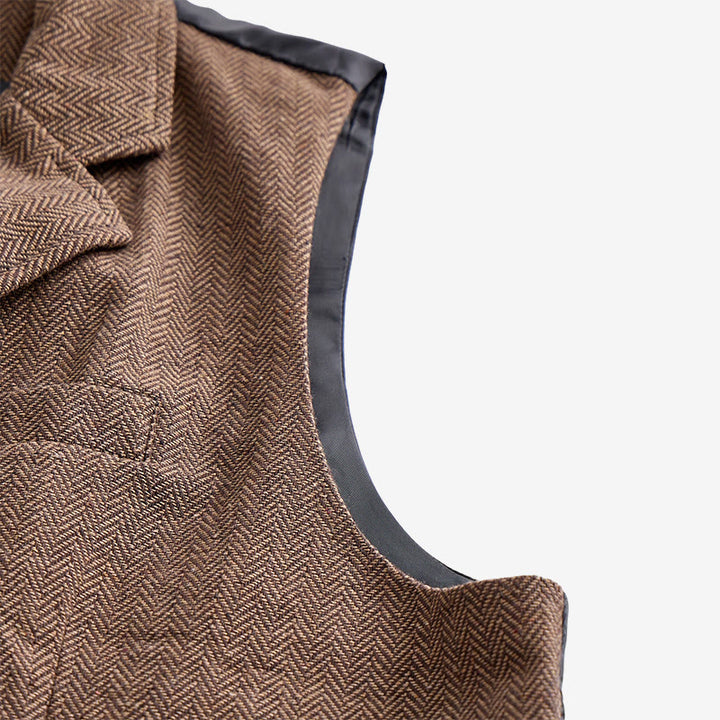 Gilet de costume vintage pour homme en tweed à chevrons - image 11