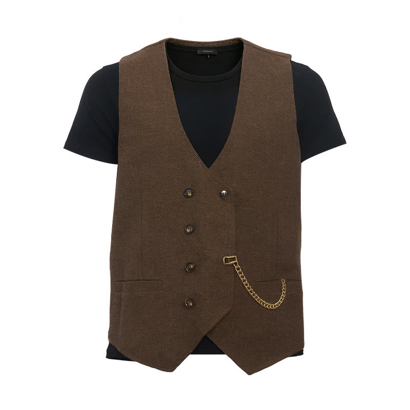 Gilet de costume croisé rétro britannique pour homme - image 9