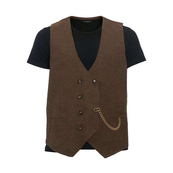 Gilet de costume croisé rétro britannique pour homme - image 9