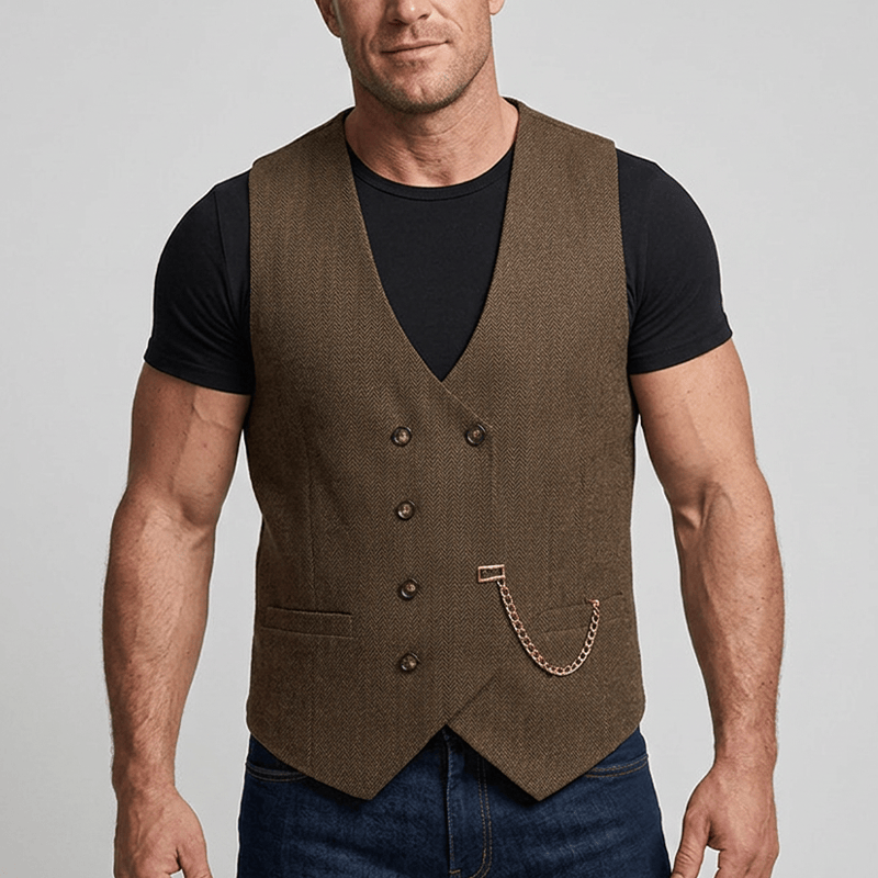 Gilet de costume croisé rétro britannique pour homme - image 1