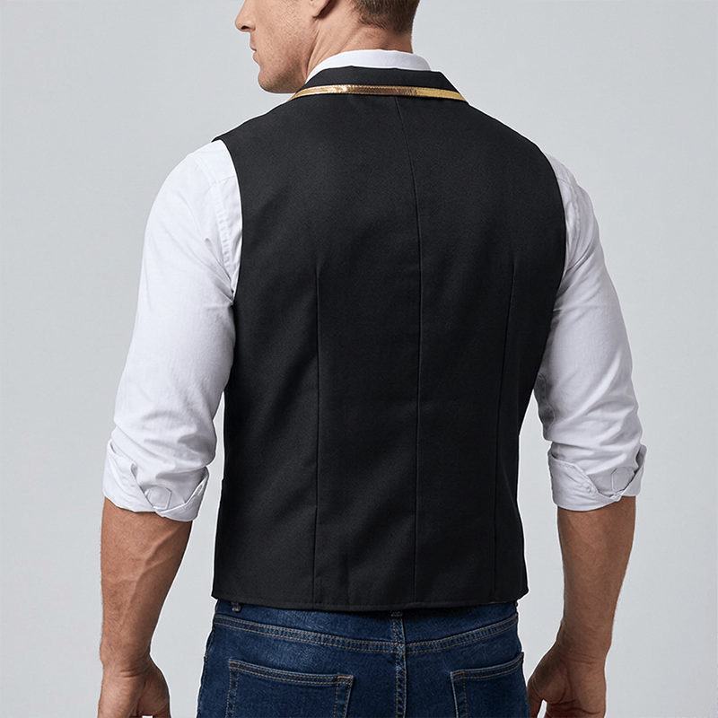 Gilet de costume de cour britannique pour homme, style victorien, avec garniture dorée - image 2
