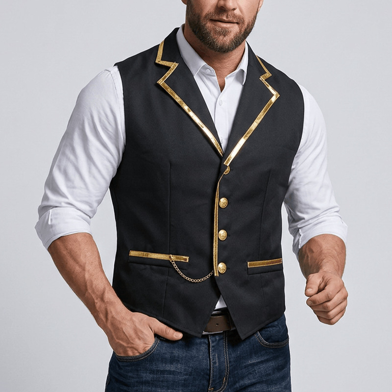 Gilet de costume de cour britannique pour homme, style victorien, avec garniture dorée - image 1