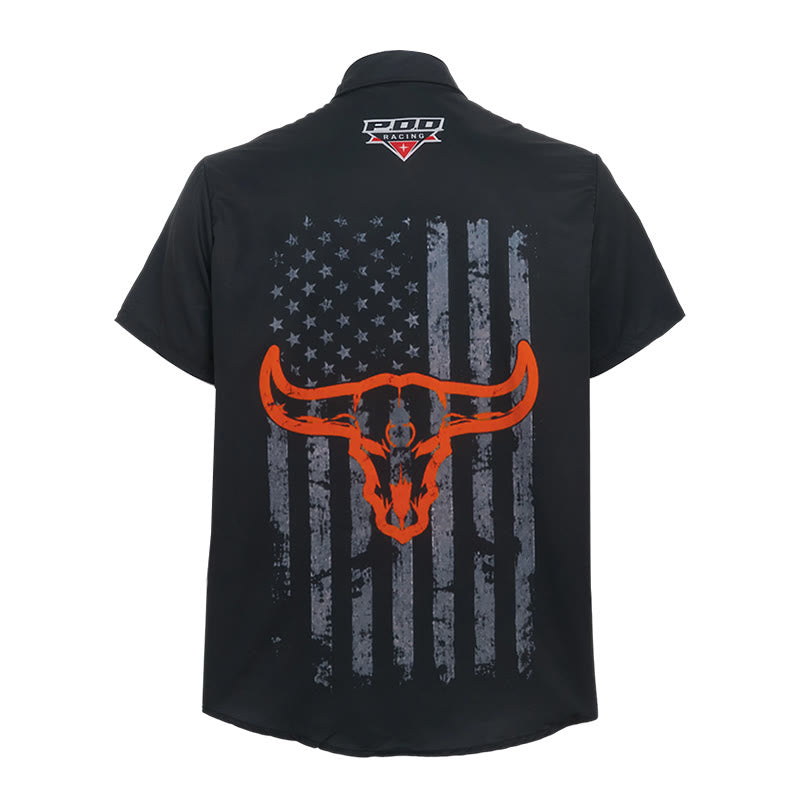 Chemise homme à imprimé drapeau américain et tête de taureau western - image 10