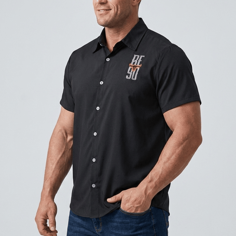 Chemise homme à imprimé drapeau américain et tête de taureau western - image 3