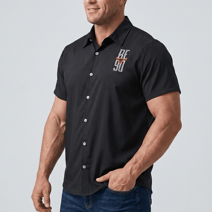 Chemise homme à imprimé drapeau américain et tête de taureau western - image 3