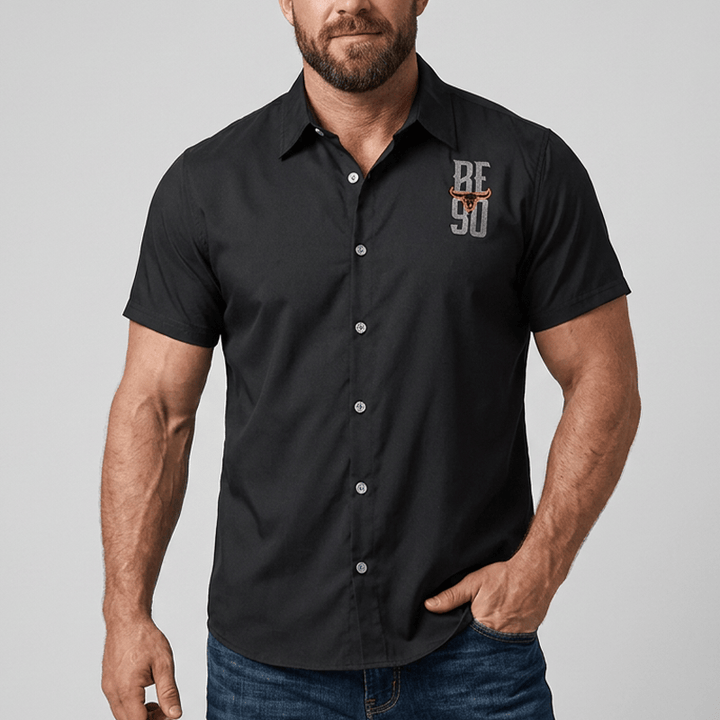 Chemise homme à imprimé drapeau américain et tête de taureau western - image 2