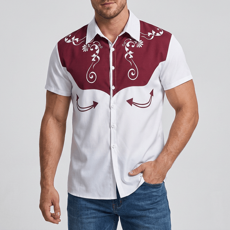 Chemise boutonnée à imprimé floral western vintage pour homme - image 1