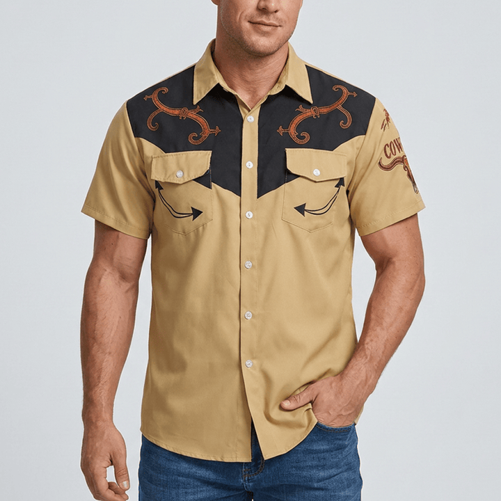Chemise décontractée pour homme à motif western ethnique cowboy - image 1