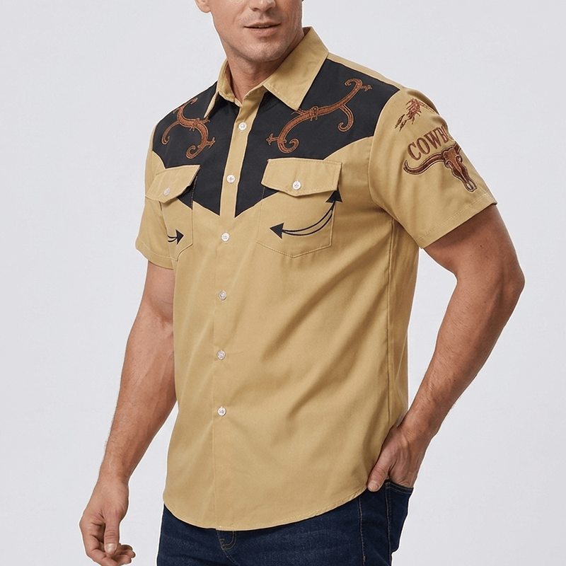 Chemise décontractée pour homme à motif western ethnique cowboy - image 3