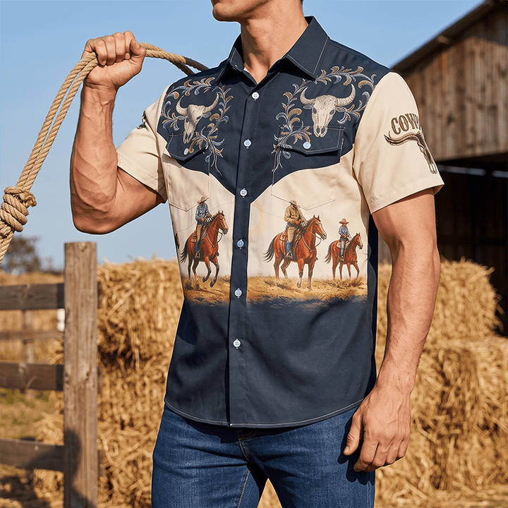 T-shirt western pour homme, style rodéo, cowboy et musique country - Multicolore - 5XL - image 0