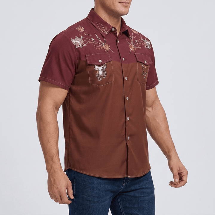 Chemise de cowboy western bicolore streetwear pour homme - image 3