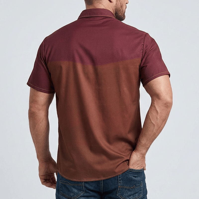 Chemise de cowboy western bicolore streetwear pour homme - image 2