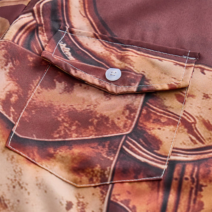 Chemise de cowboy western vintage pour homme, imprimé selle vieillie, style streetwear. - image 5