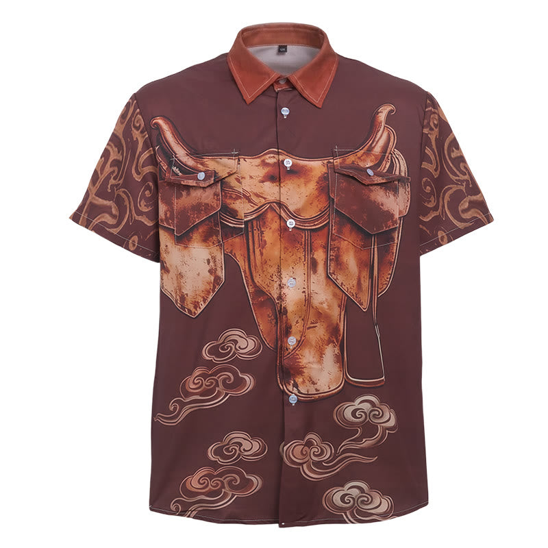 Chemise de cowboy western vintage pour homme, imprimé selle vieillie, style streetwear. - image 8