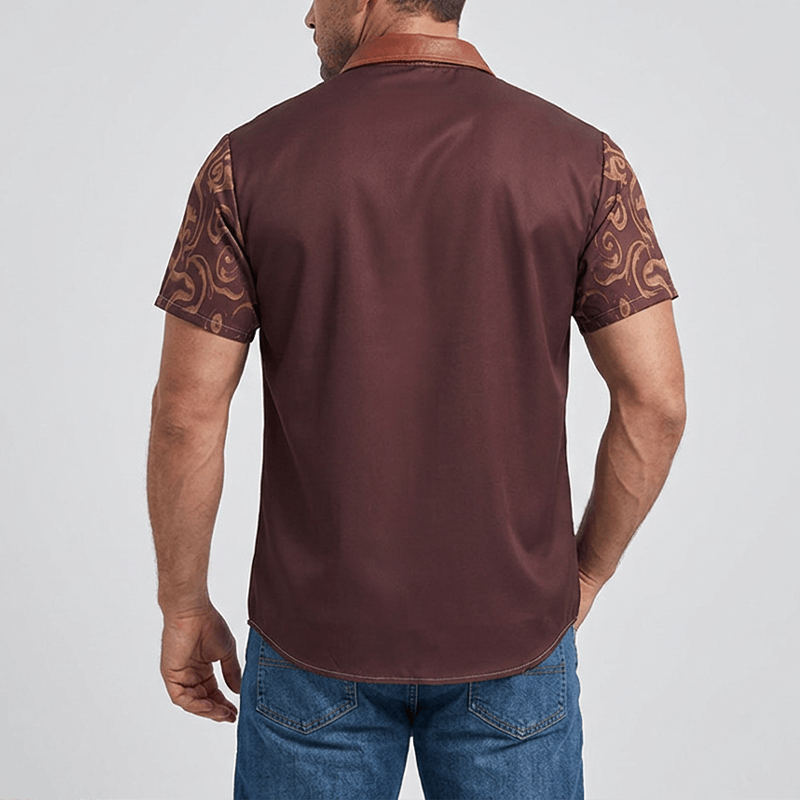 Chemise de cowboy western vintage pour homme, imprimé selle vieillie, style streetwear. - image 2