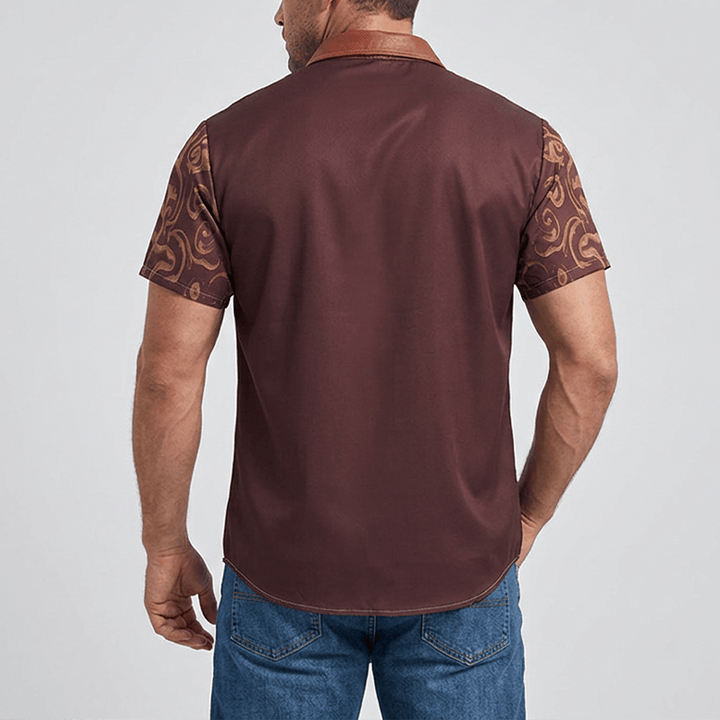 Chemise de cowboy western vintage pour homme, imprimé selle vieillie, style streetwear. - image 2
