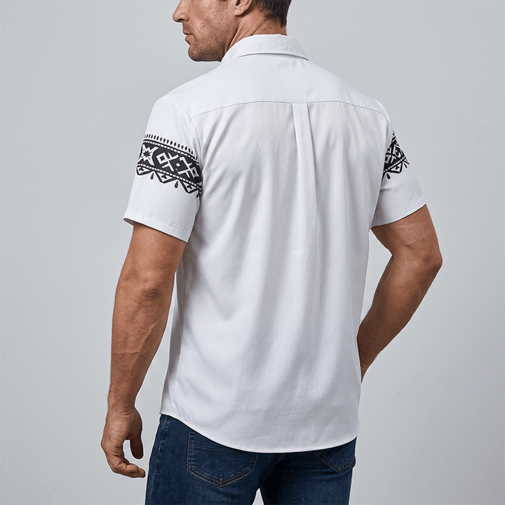 Chemise streetwear homme à imprimé crâne de taureau tribal aztèque western - image 2