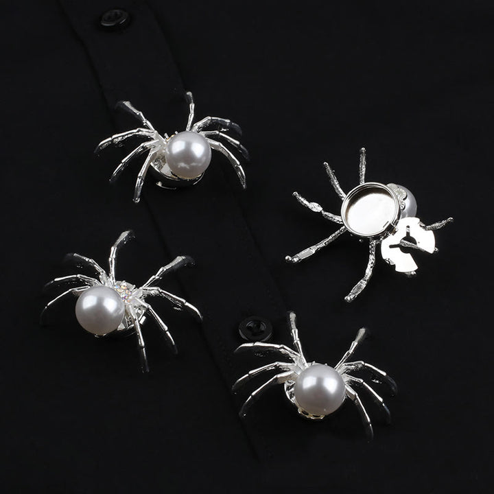 1 paire de couvre-boutons de chemise à pression en forme d'araignée et de toile d'araignée nacrée - image 6