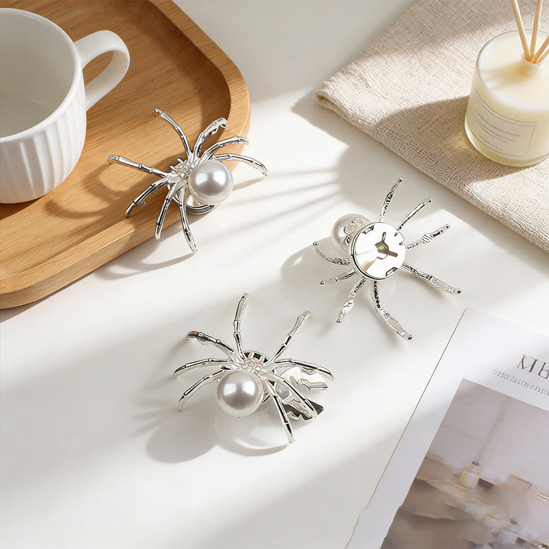 1 paire de couvre-boutons de chemise à pression en forme d'araignée et de toile d'araignée nacrée - image 3