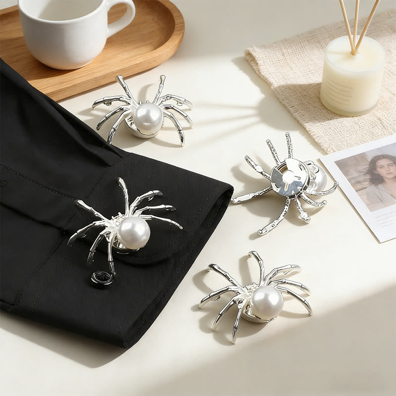 1 paire de couvre-boutons de chemise à pression en forme d'araignée et de toile d'araignée nacrée - image 0