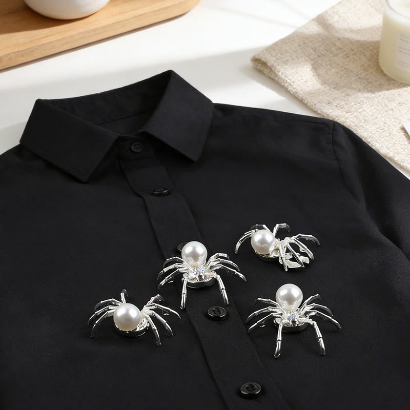 1 paire de couvre-boutons de chemise à pression en forme d'araignée et de toile d'araignée nacrée - image 2