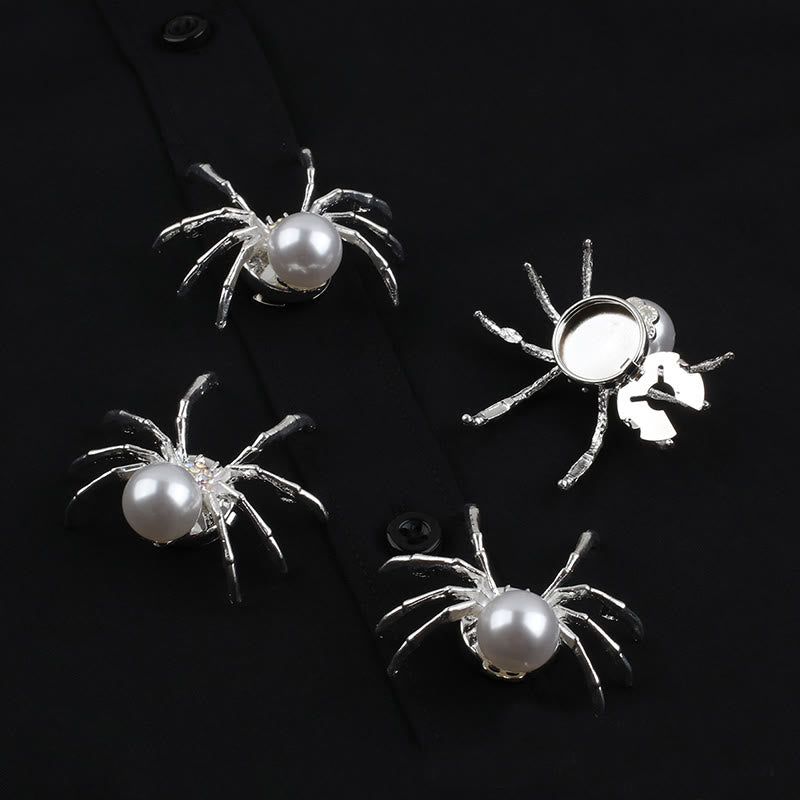 1 paire de couvre-boutons de chemise à pression en forme d'araignée et de toile d'araignée nacrée - image 6