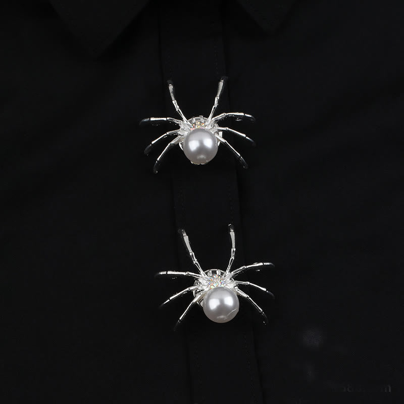 1 paire de couvre-boutons de chemise à pression en forme d'araignée et de toile d'araignée nacrée - image 4