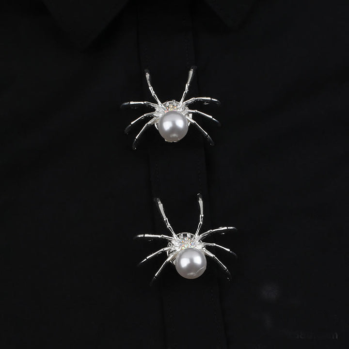 1 paire de couvre-boutons de chemise à pression en forme d'araignée et de toile d'araignée nacrée - image 4