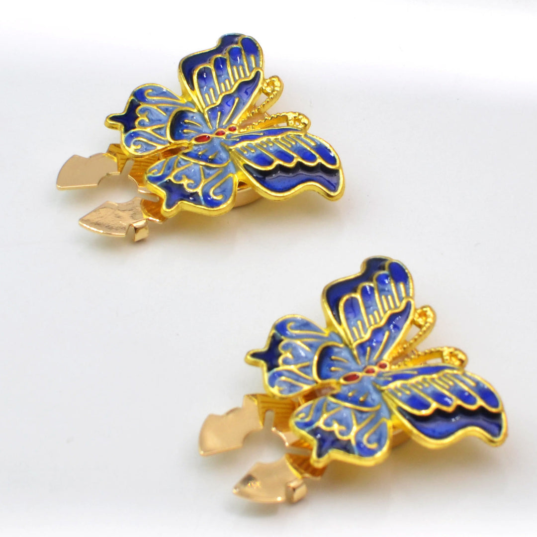 1 paire de couvre-boutons papillon émaillés à pression pour chemise - image 1