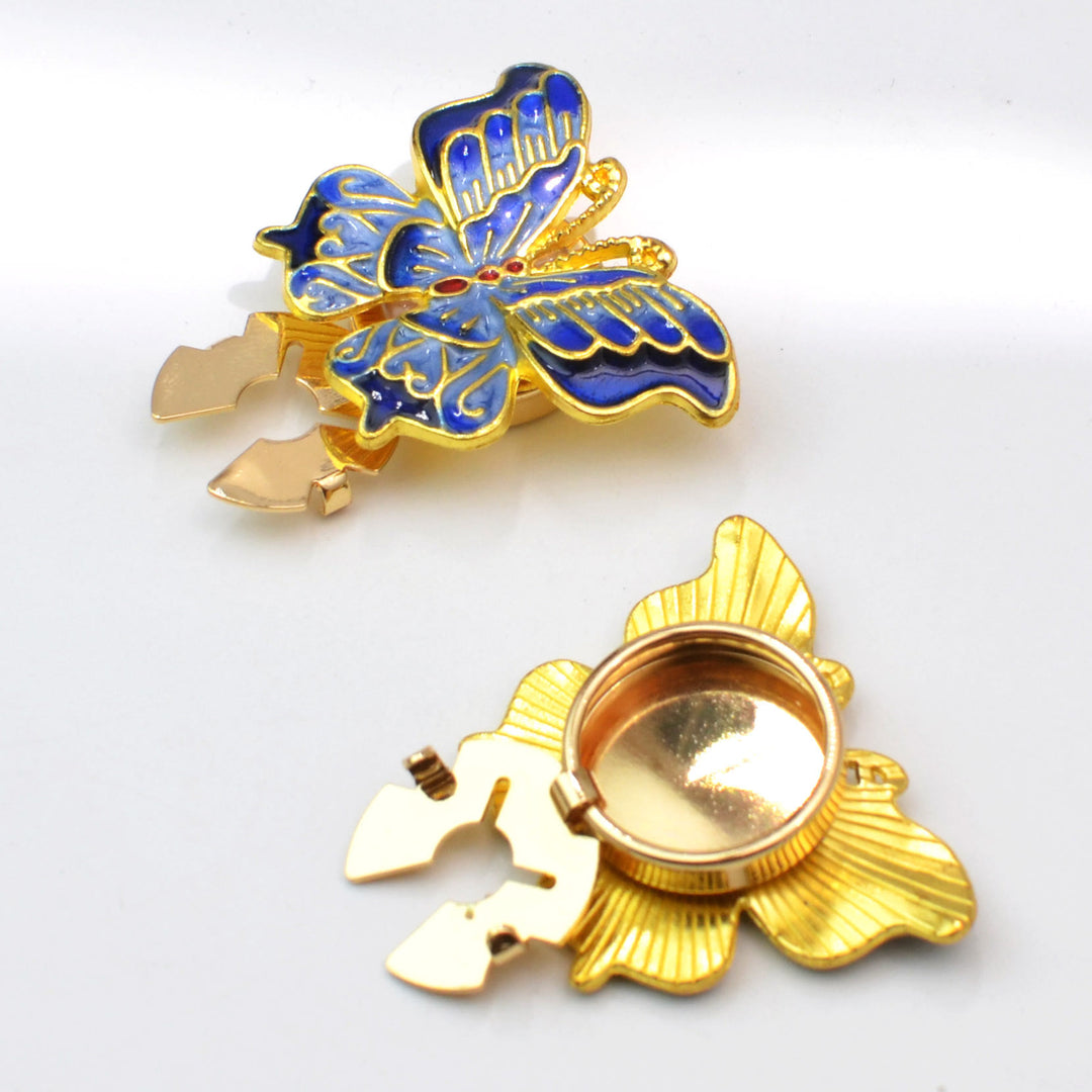 1 paire de couvre-boutons papillon émaillés à pression pour chemise - image 2