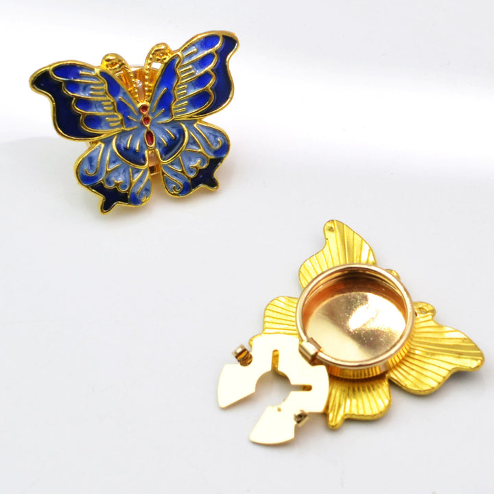 1 paire de couvre-boutons papillon émaillés à pression pour chemise - Bleu - image 0
