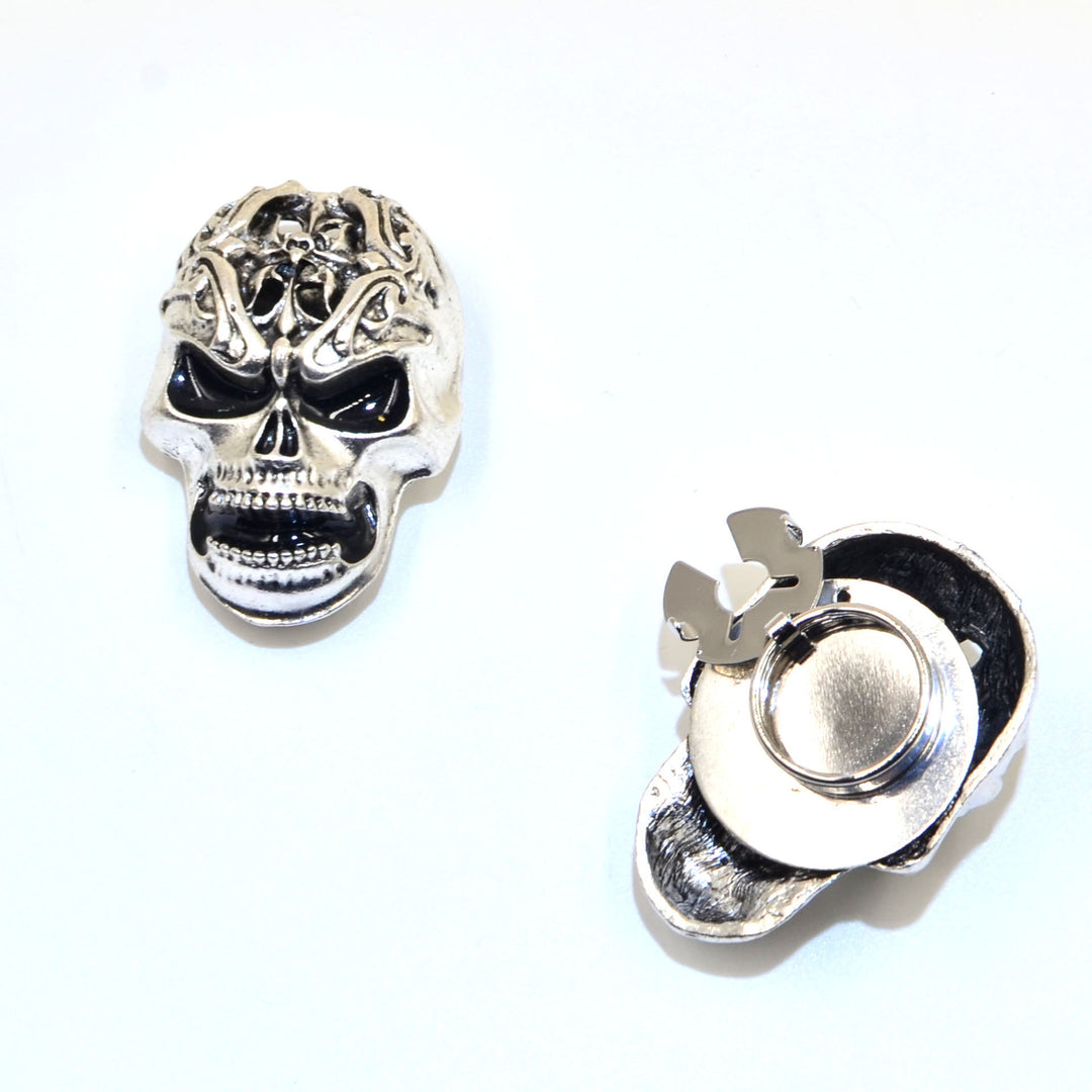 1 paire de couvre-boutons de chemise à pression Vanitas Skull - Argent - image 1