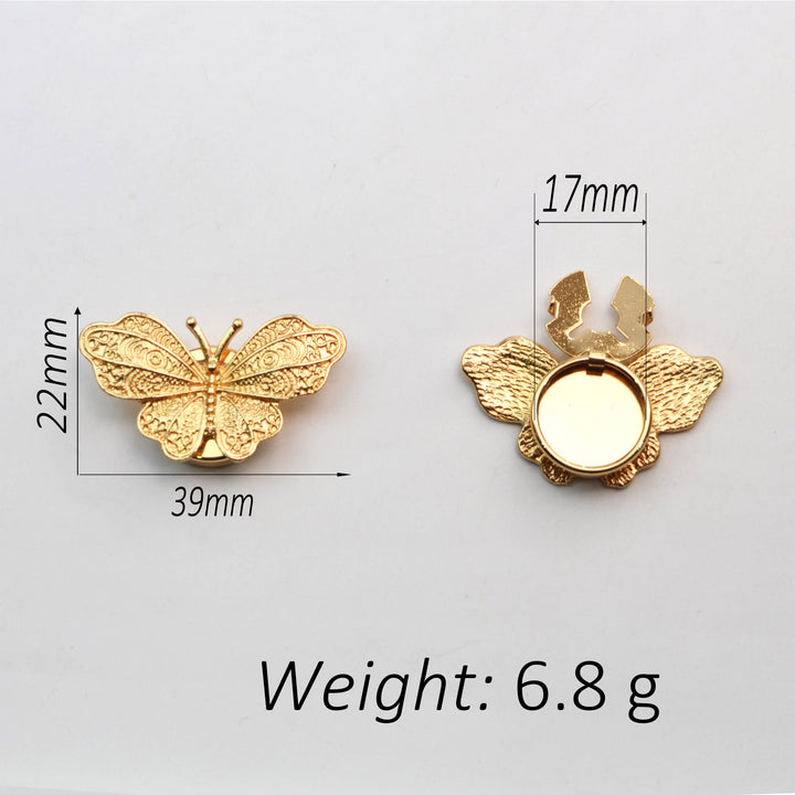1 paire de couvre-boutons papillon filigranés à pression pour chemise - image 3
