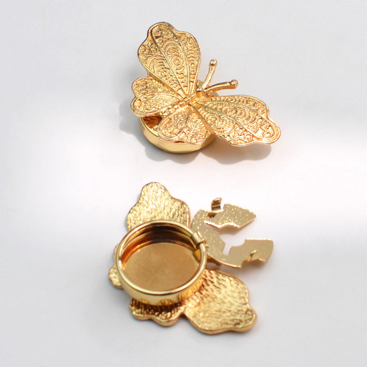 1 paire de couvre-boutons papillon filigranés à pression pour chemise - image 2