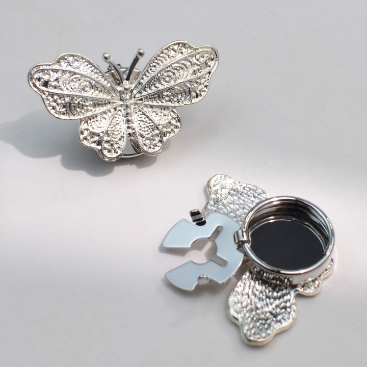 1 paire de couvre-boutons papillon filigranés à pression pour chemise - Argent - image 4