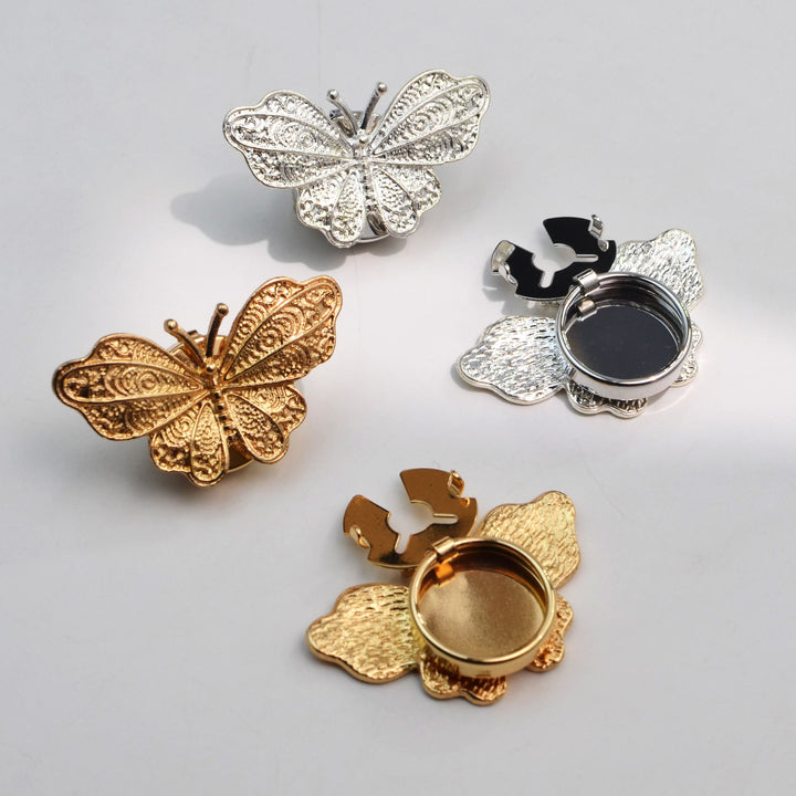 1 paire de couvre-boutons papillon filigranés à pression pour chemise - image 1