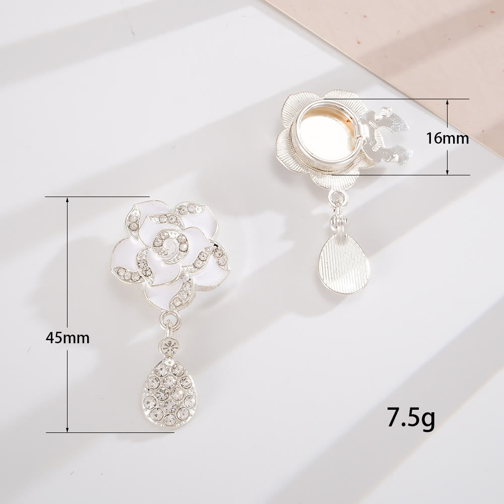 1 paire de couvre-boutons de chemise à pression en forme de rose blanche éternelle - Style n° 2 / Argent - image 5
